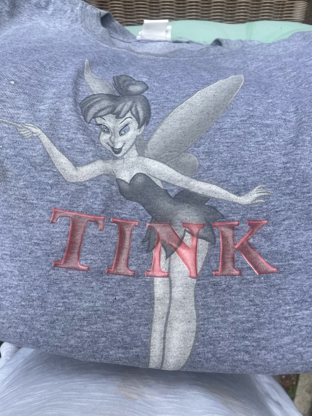 Vintage Authentic Walt Disney World Tink heather grey T shirt. 1980s